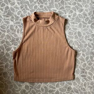 High neck ribbed top